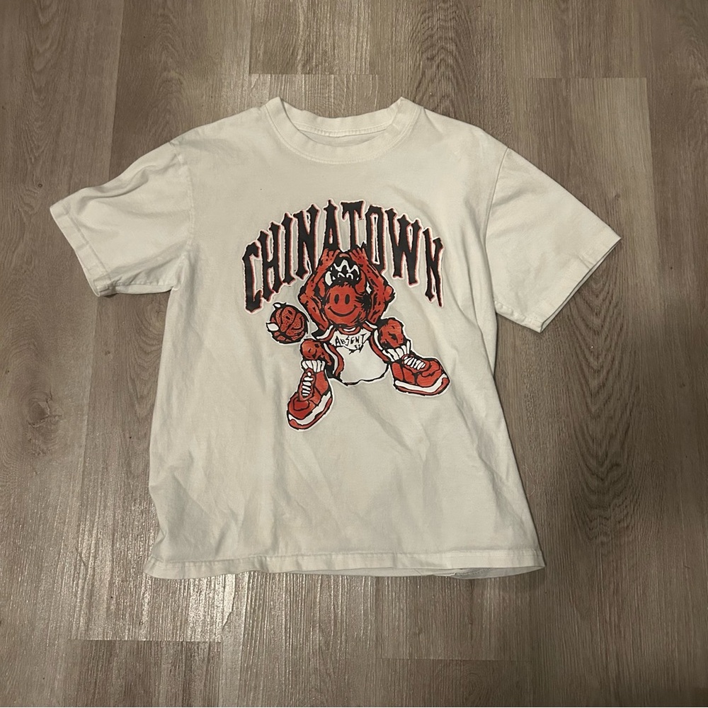 Chinatown White Tee with Red Graphic